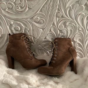 Wild diva lace up boots with side zipper